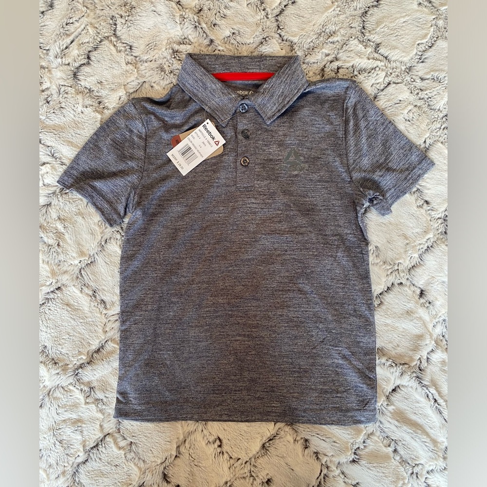 New with tags Reebok size 5/6 Collar shirt grey with red